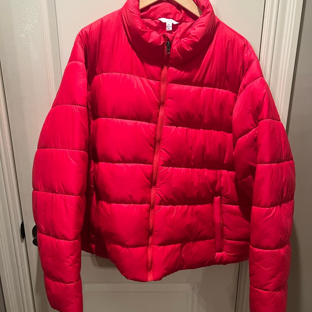 NWT- womens plus - 3X puffer coat red
